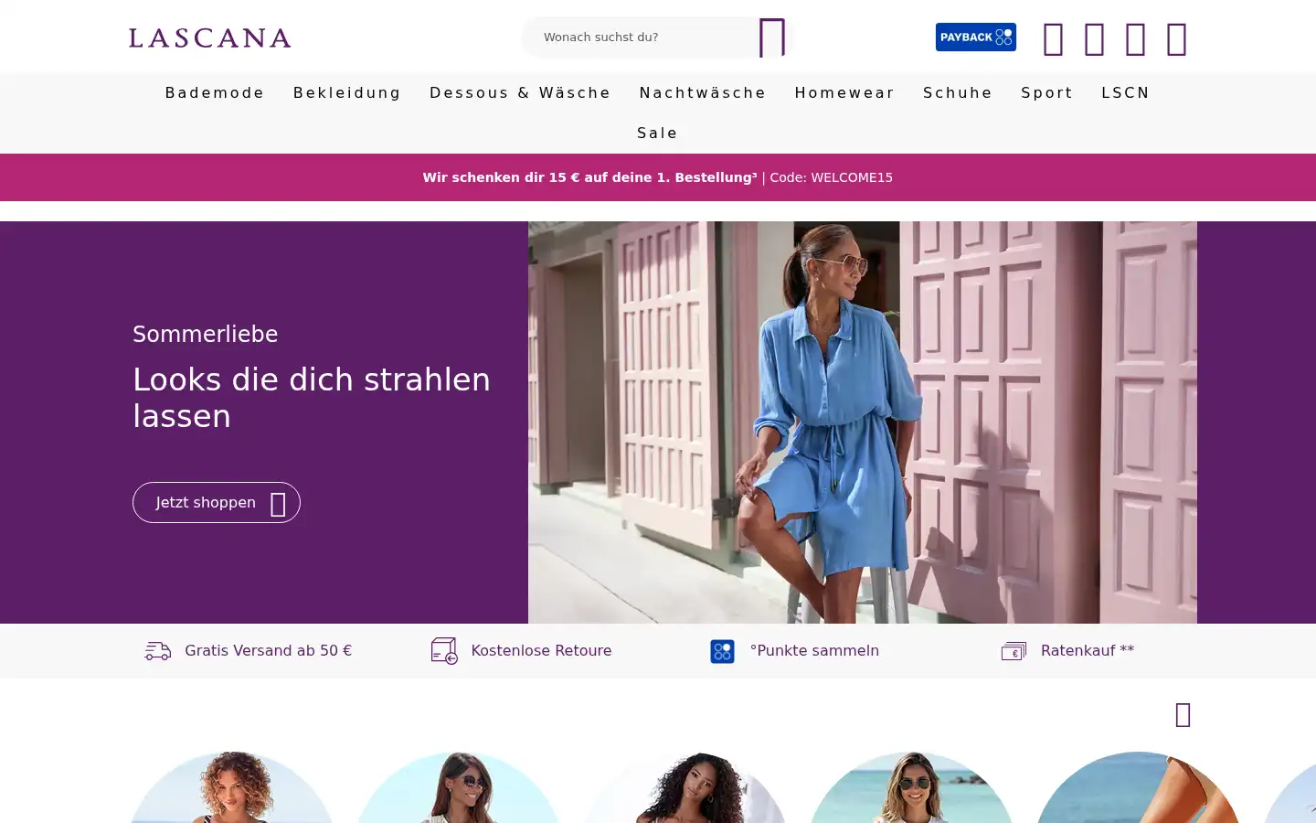 Screenshot of lascana.de