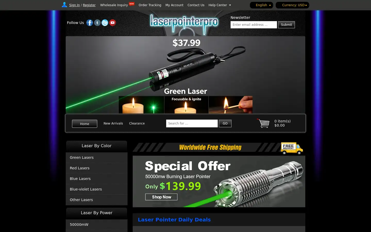 Screenshot of laserpointerpro.com