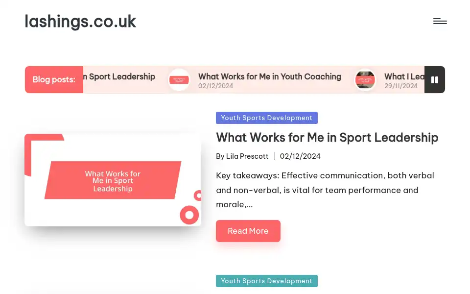 Screenshot of lashings.co.uk