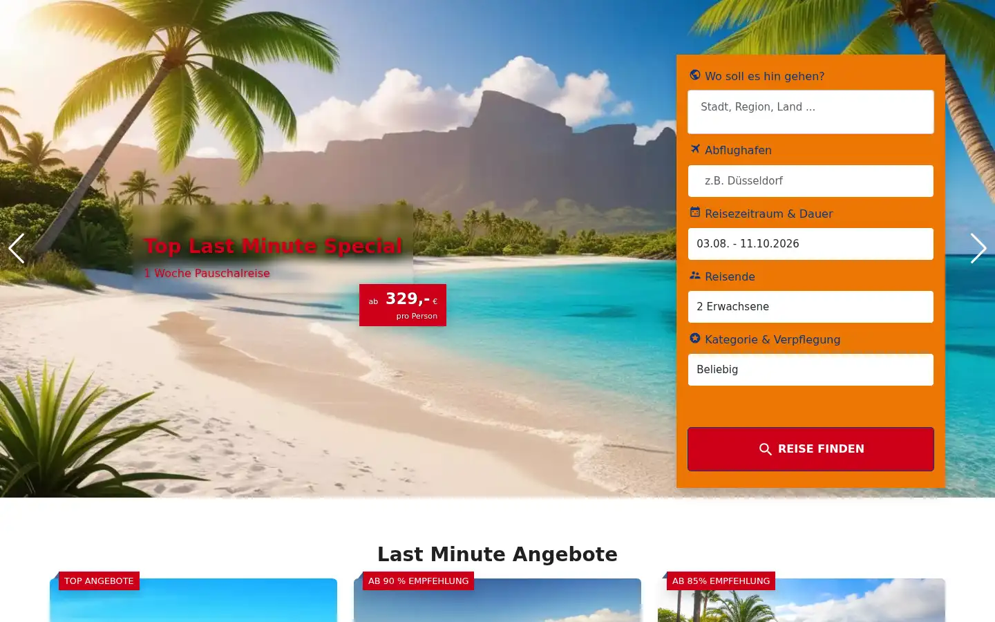 Screenshot of last-minute-flughafen.com