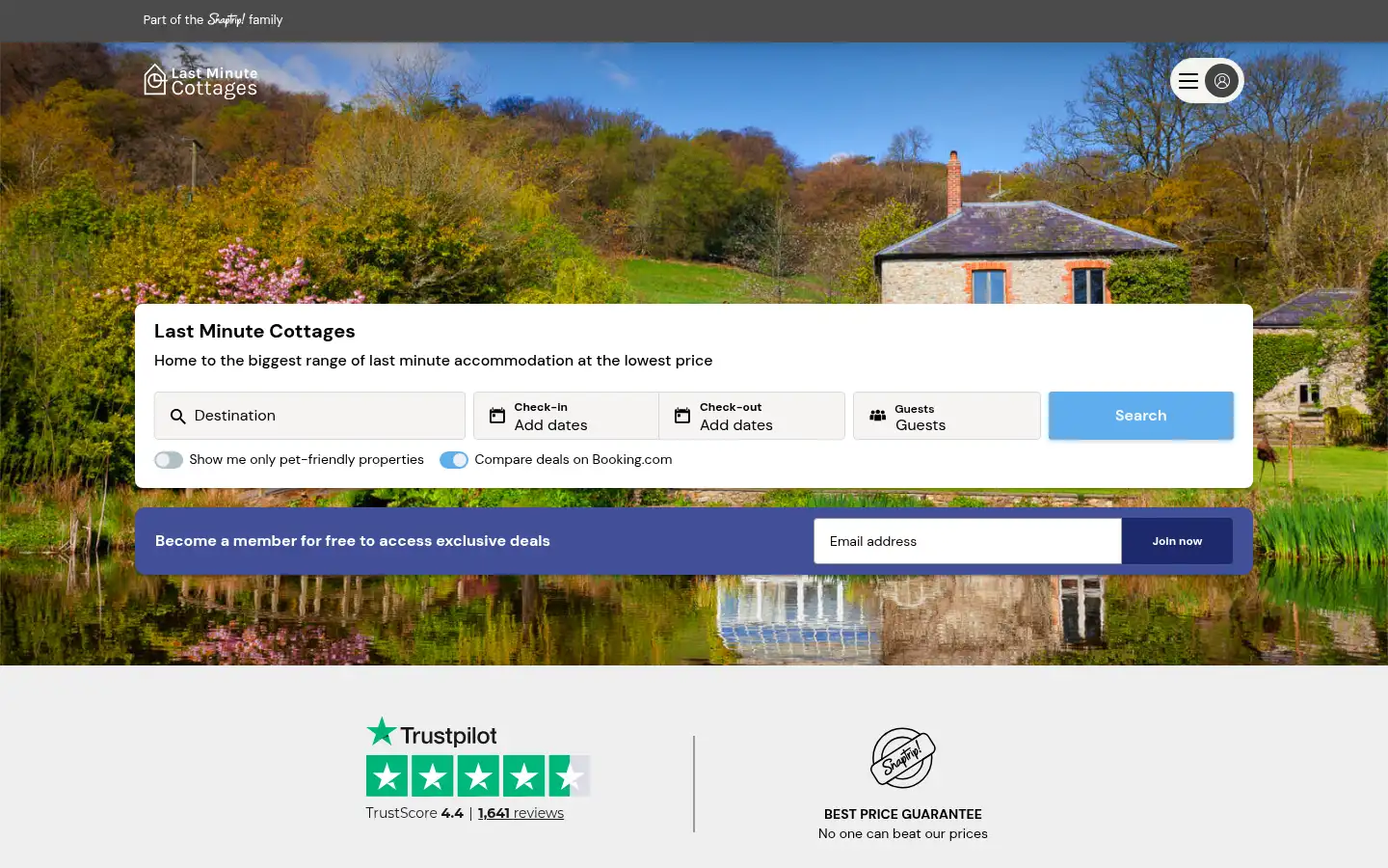 Screenshot of lastminute-cottages.co.uk