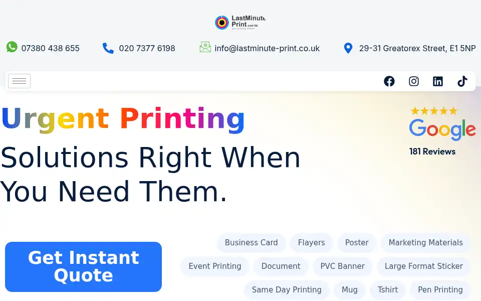 Screenshot of lastminute-print.co.uk