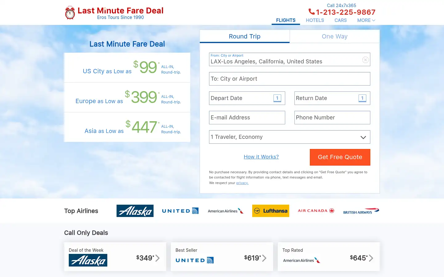 Screenshot of lastminutefaredeal.com