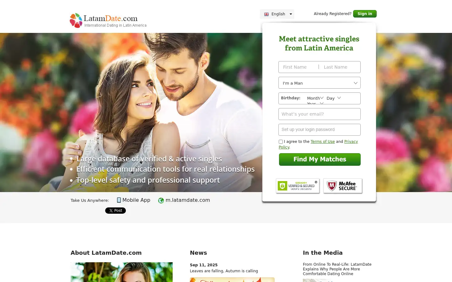 Screenshot of latamdate.com
