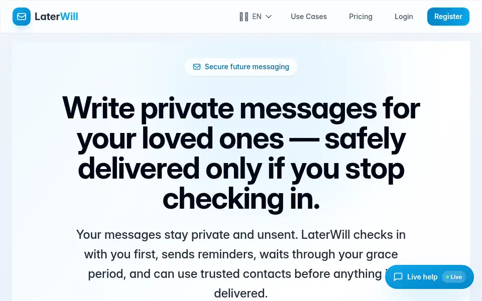 Screenshot of laterwill.com