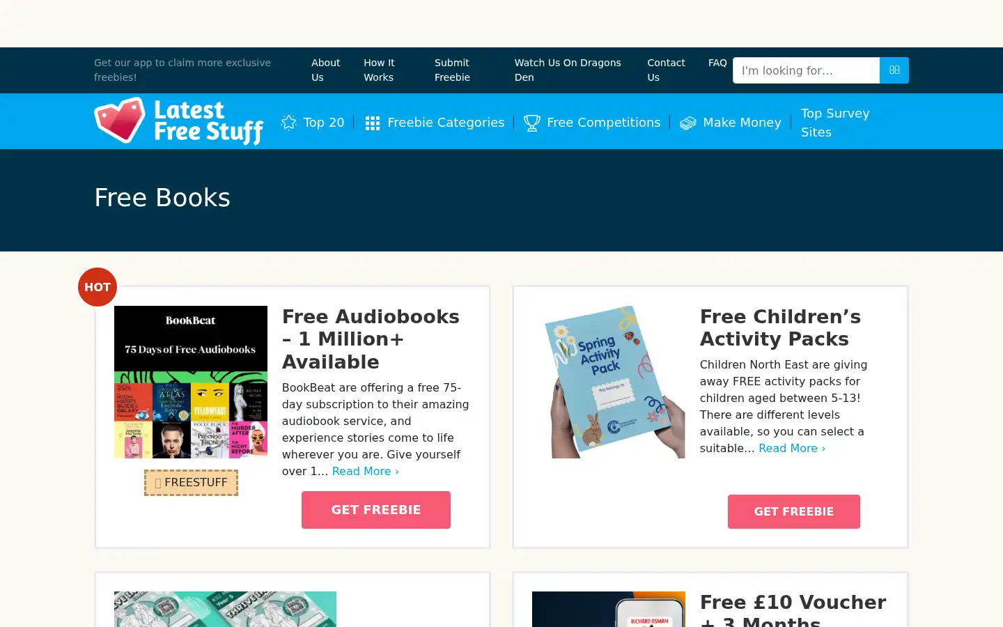 Screenshot of latestfreestuff.co.uk