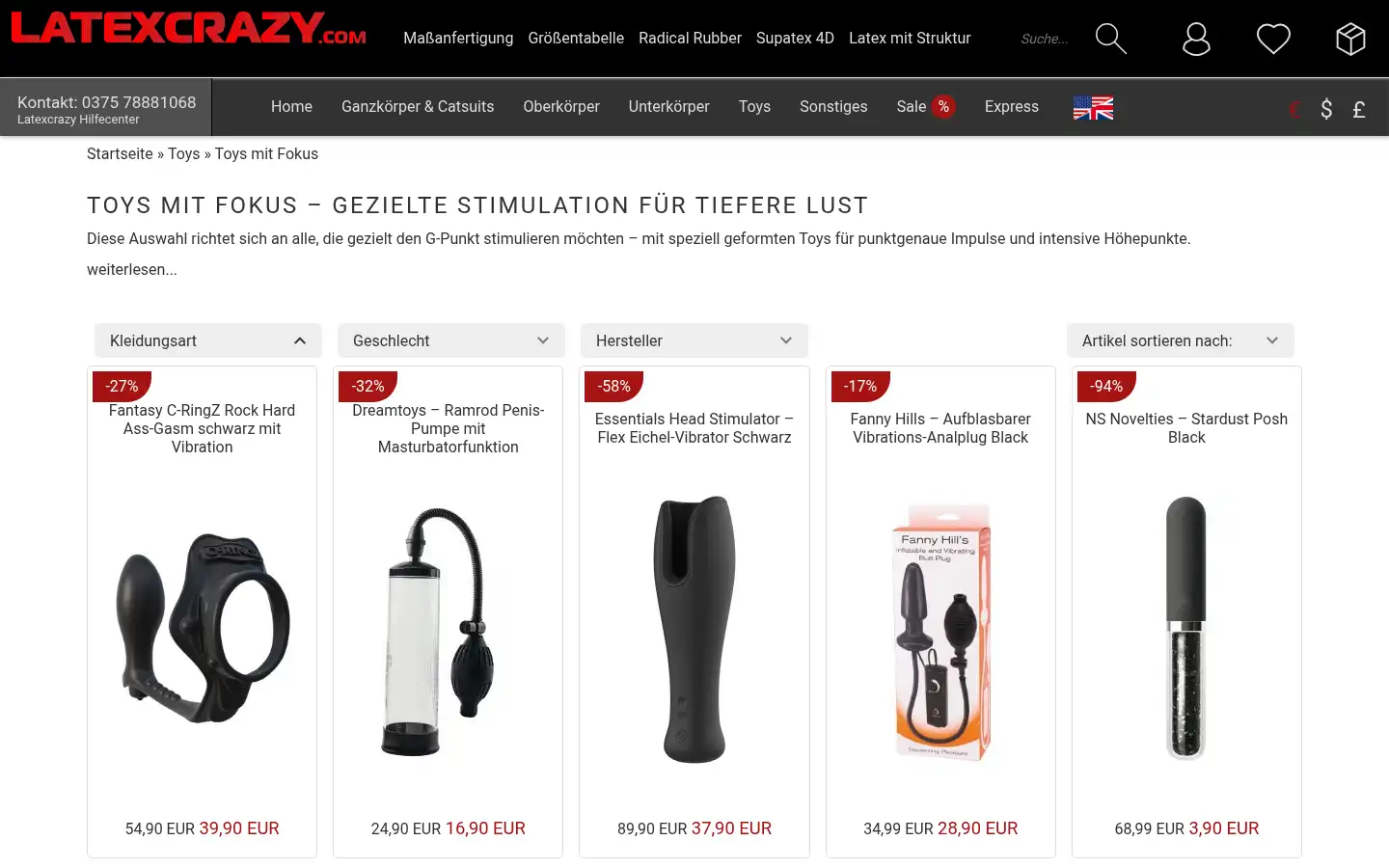 Screenshot of latexcrazy.com