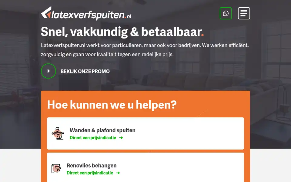 Screenshot of latexverfspuiten.nl