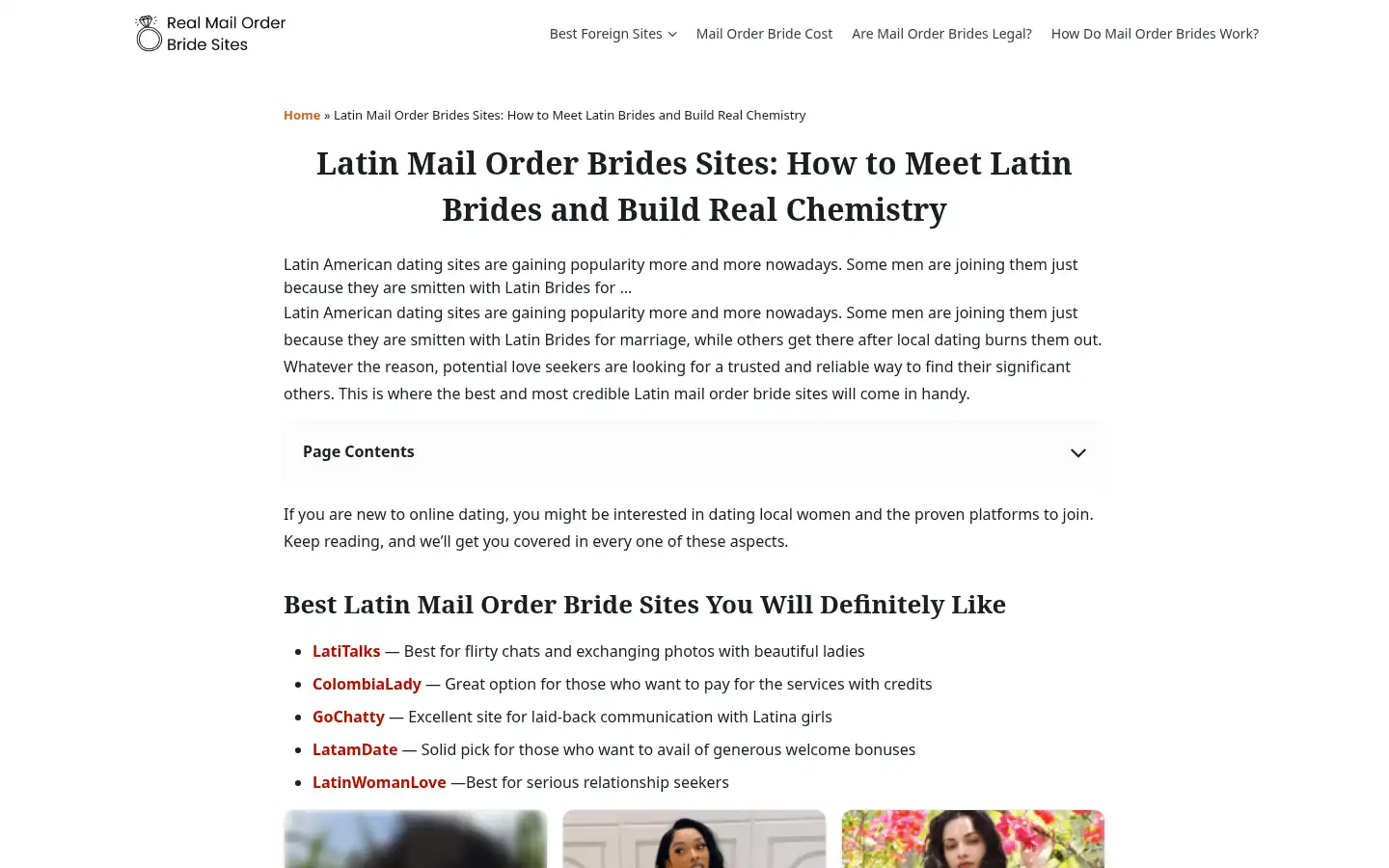 Screenshot of latin-mail-order-brides.online
