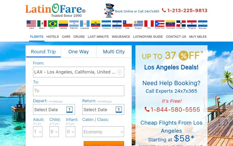 Screenshot of latinofare.com
