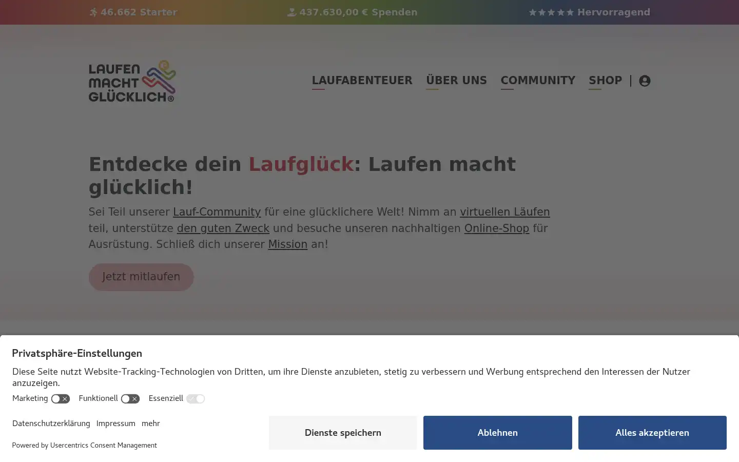 Screenshot of laufenmachtgluecklich.de
