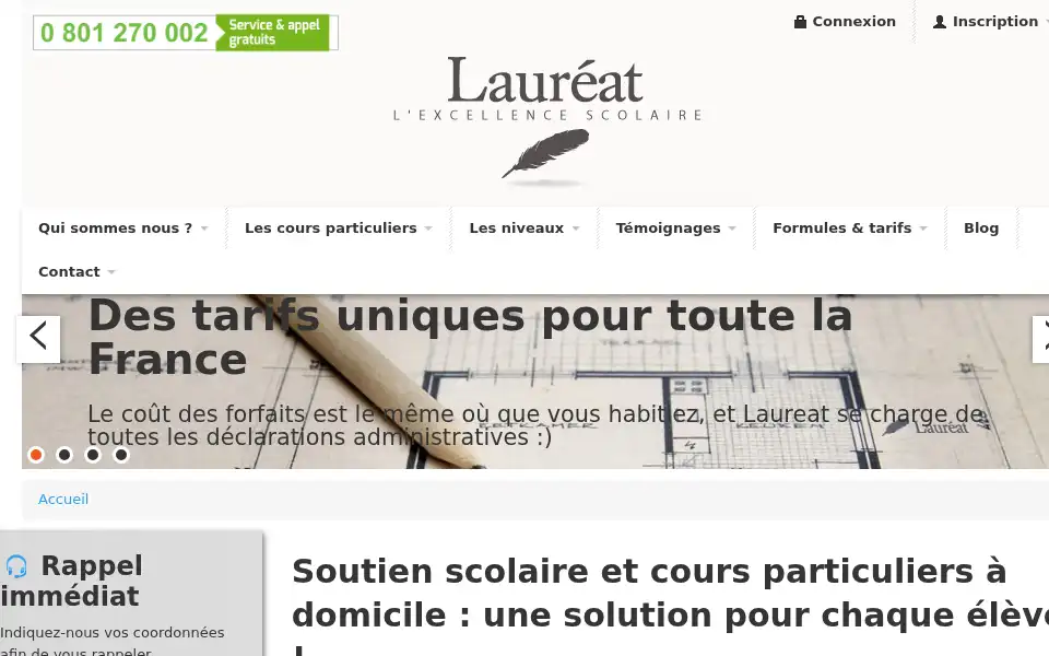 Screenshot of laureat.fr