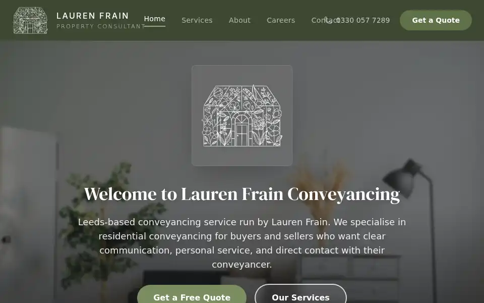 Screenshot of laurenfrainconveyancing.co.uk