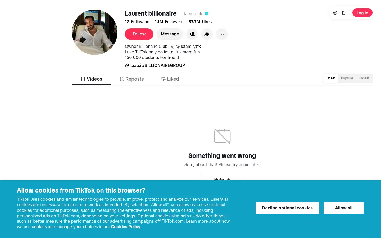 Screenshot of laurent-billionaire.com