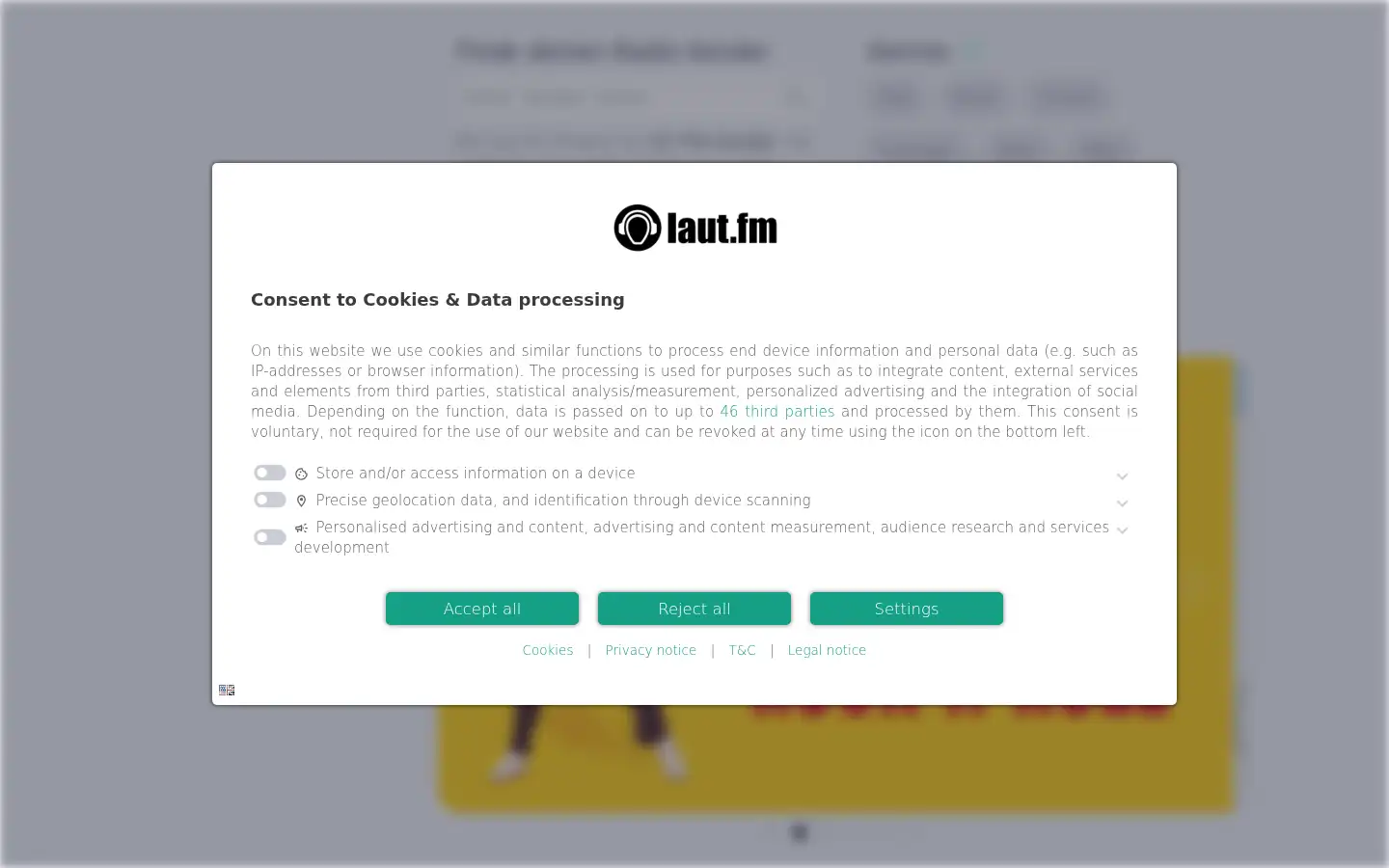 Screenshot of laut.fm