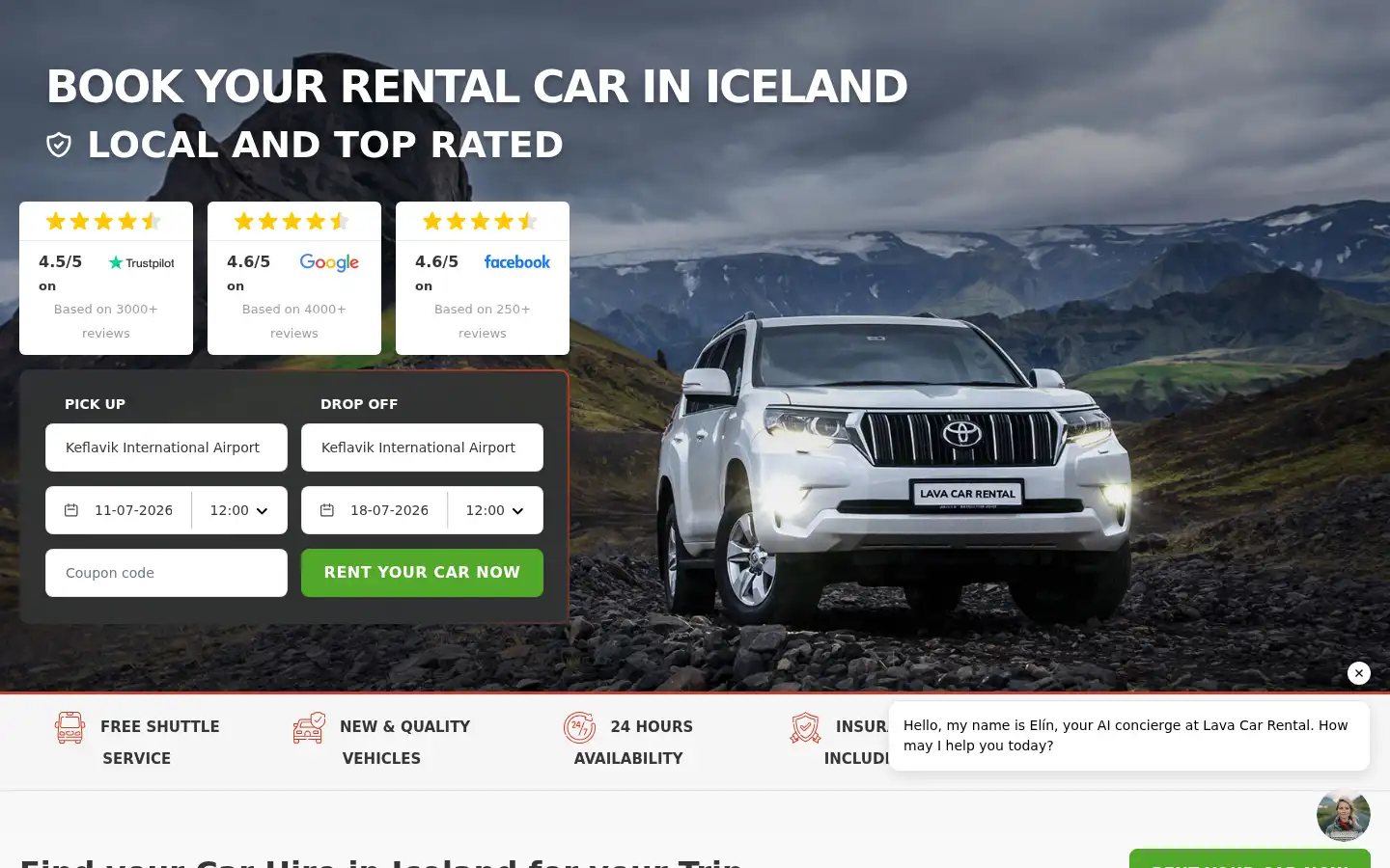 Screenshot of lavacarrental.is