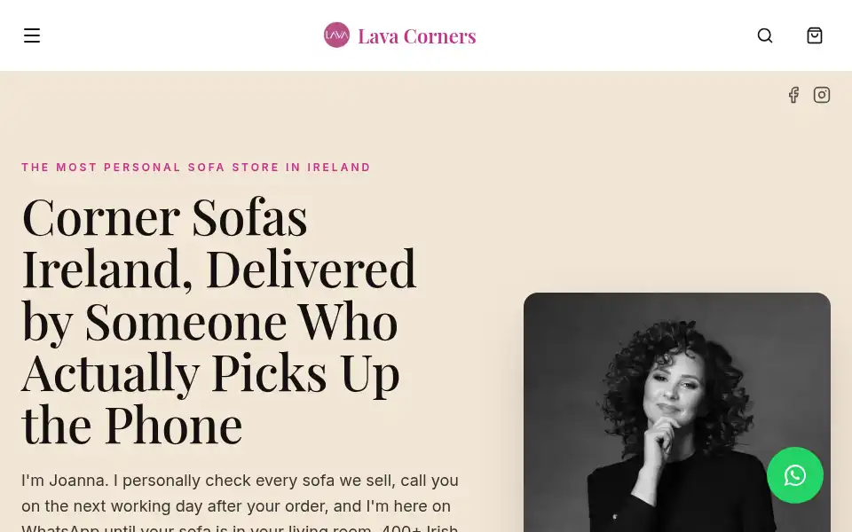 Screenshot of lavacorners.ie