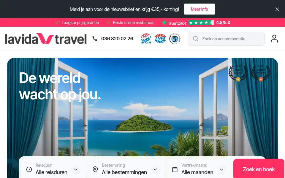 Screenshot of lavidatravel.nl