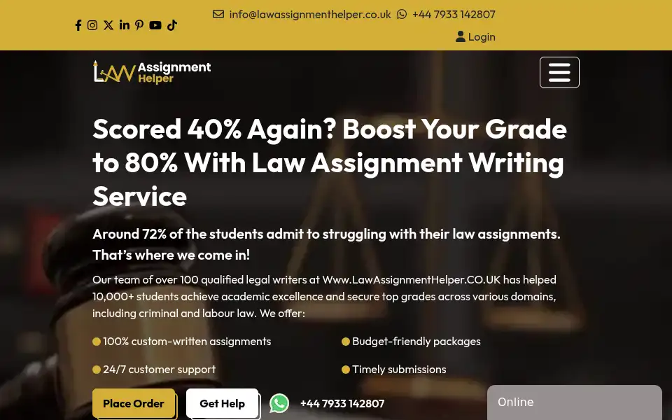 Screenshot of lawassignmenthelper.co.uk