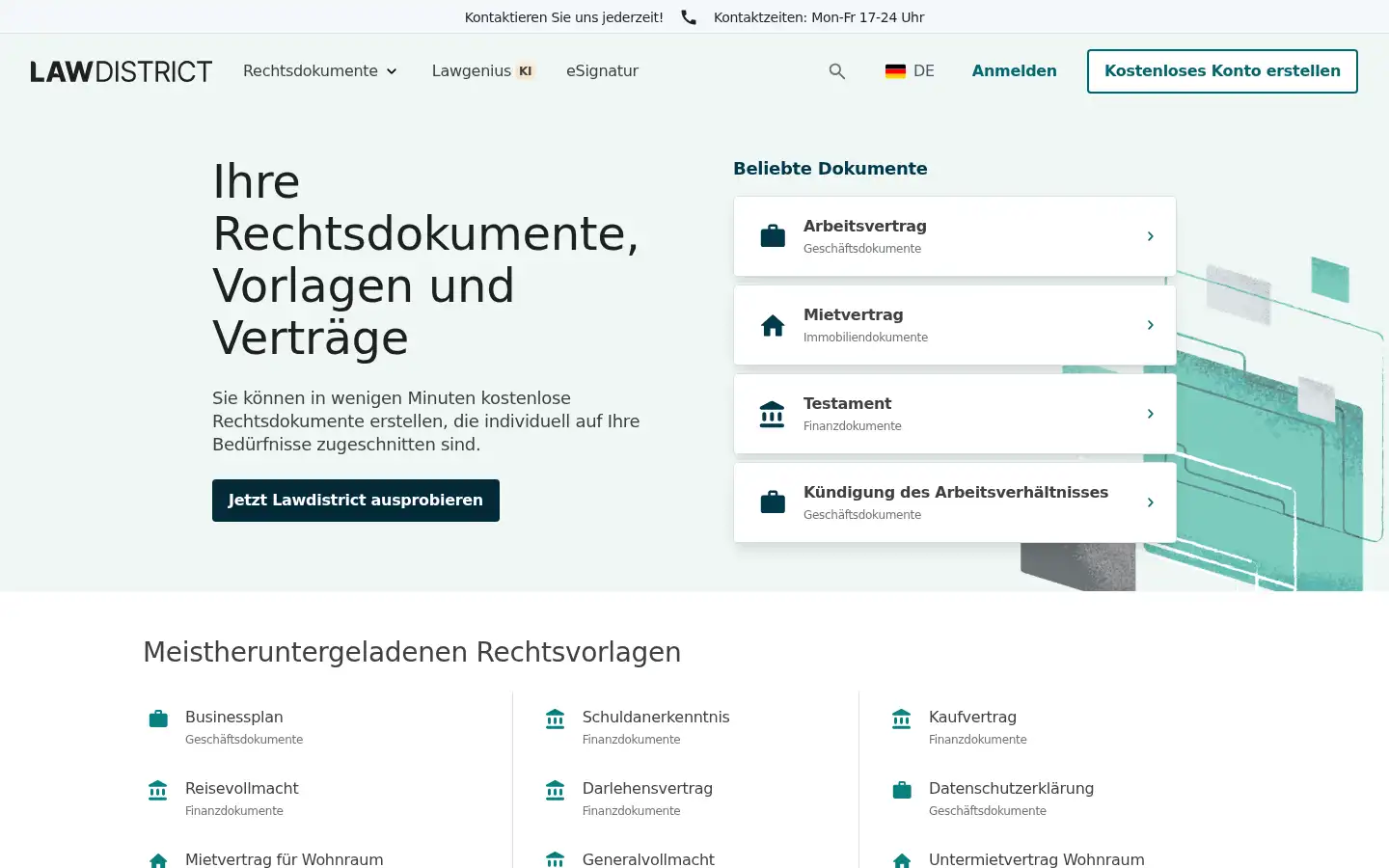 Screenshot of lawdistrict.de