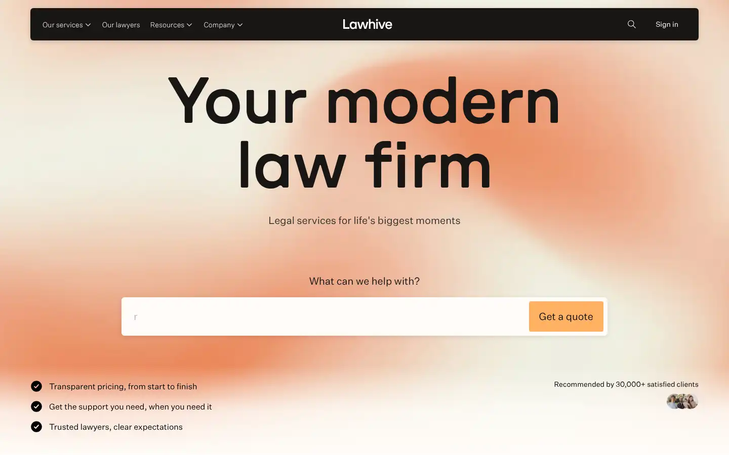 Screenshot of lawhive.co.uk