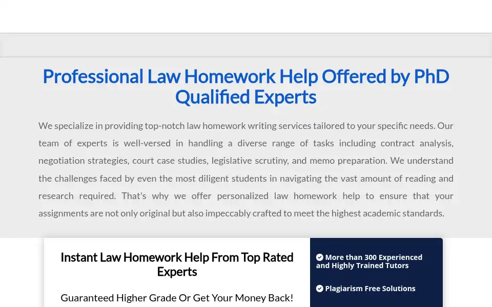 Screenshot of lawhomeworkhelp.com