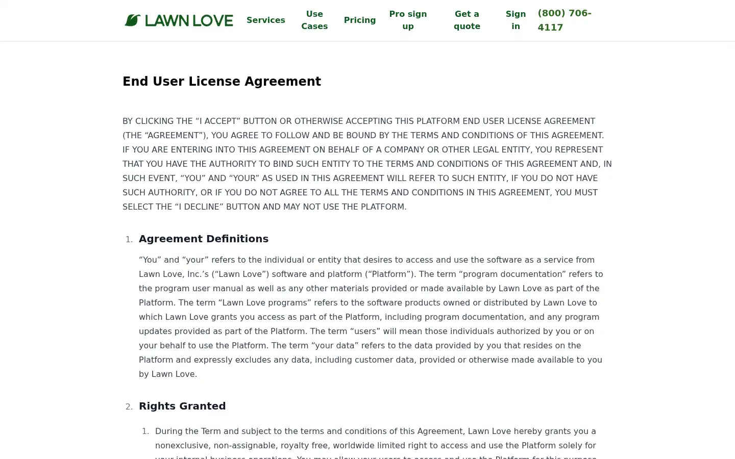 Screenshot of lawnlove.com