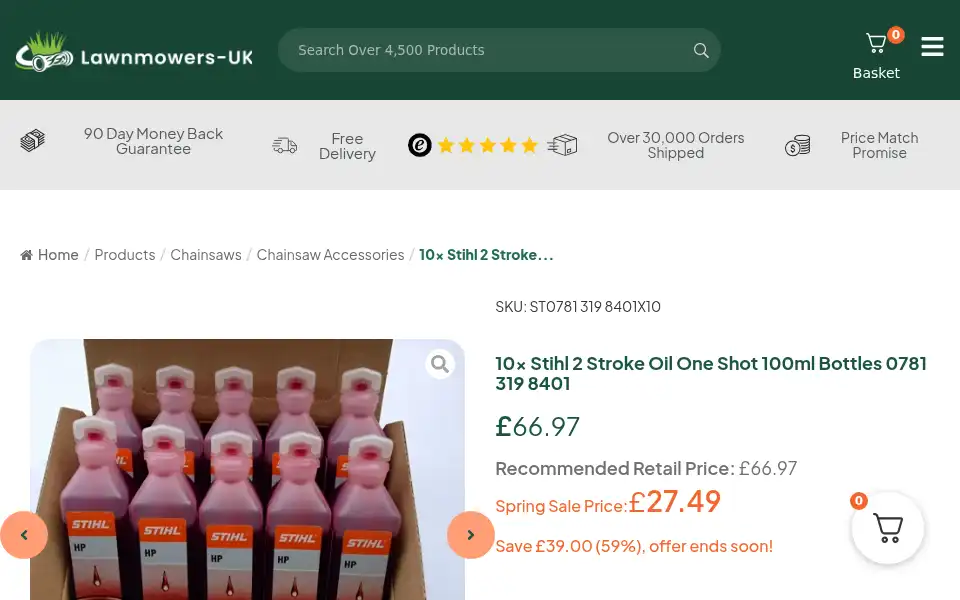 Screenshot of lawnmowers-uk.co.uk