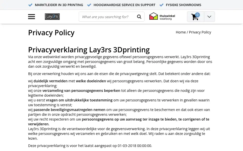 Screenshot of lay3rs-retail.nl