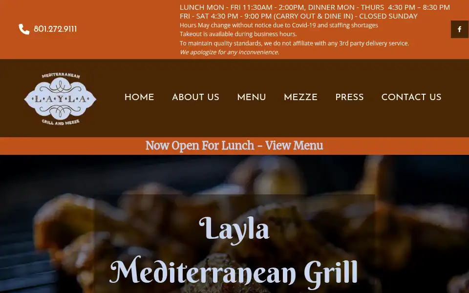 Screenshot of laylagrill.com