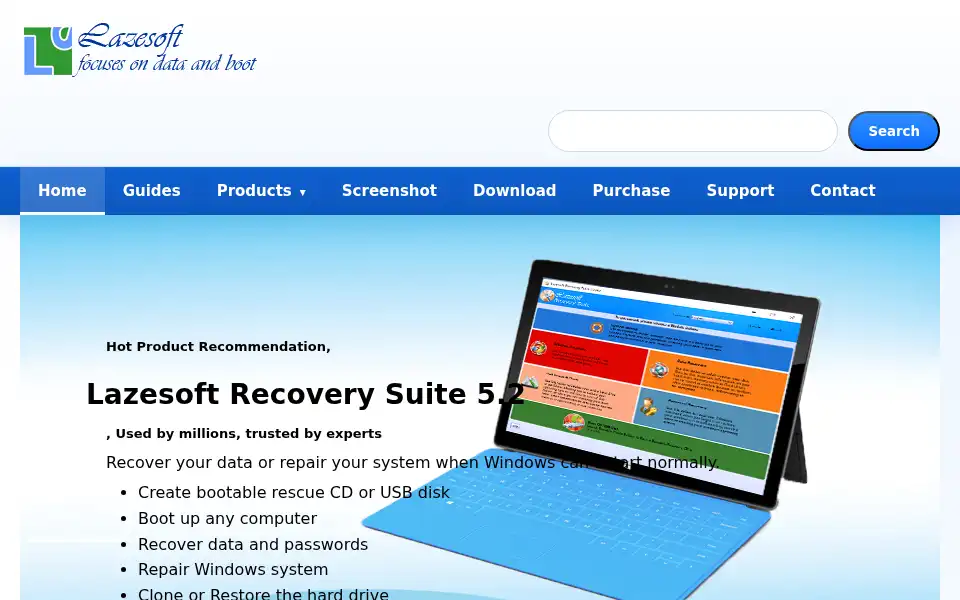 Screenshot of lazesoft.com