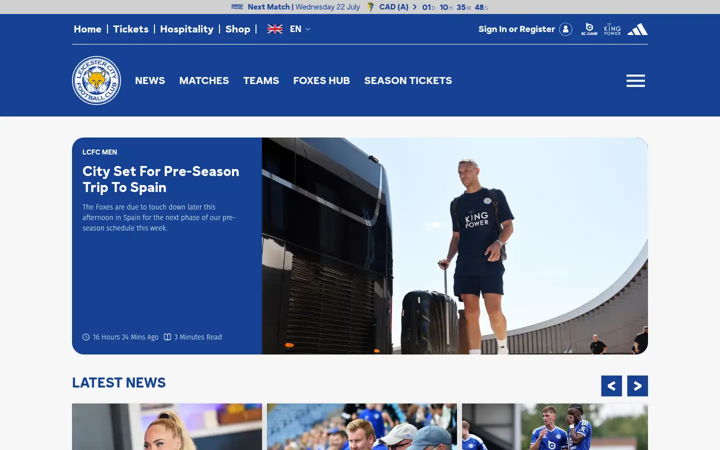 Screenshot of lcfc.com