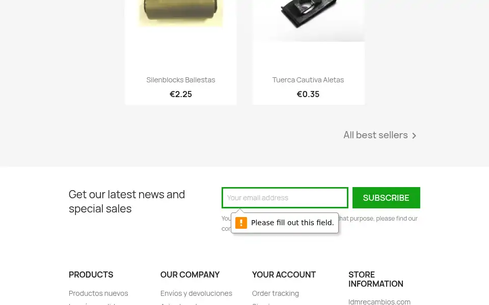 Screenshot of ldmrecambios.com