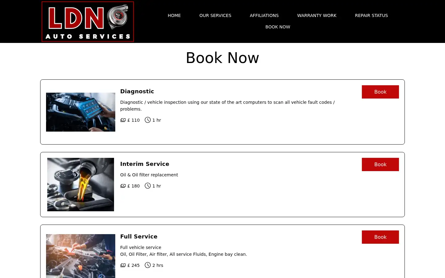 Screenshot of ldnautoservices.co.uk
