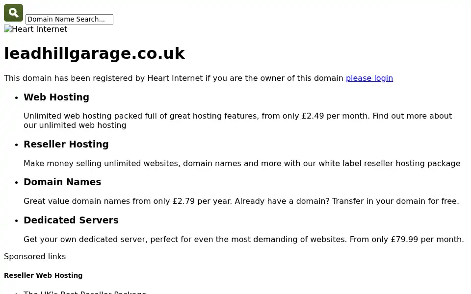 Screenshot of leadhillgarage.co.uk