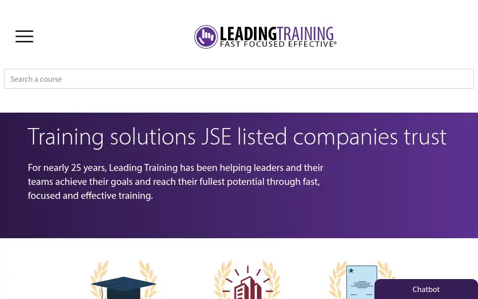 Screenshot of leadingtraining.co.za