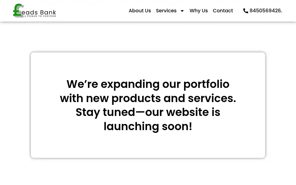 Screenshot of leadsbank.co.uk