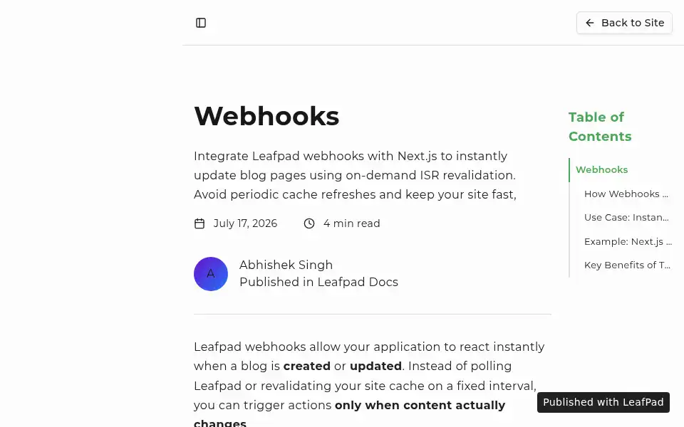 Screenshot of leafpad.io
