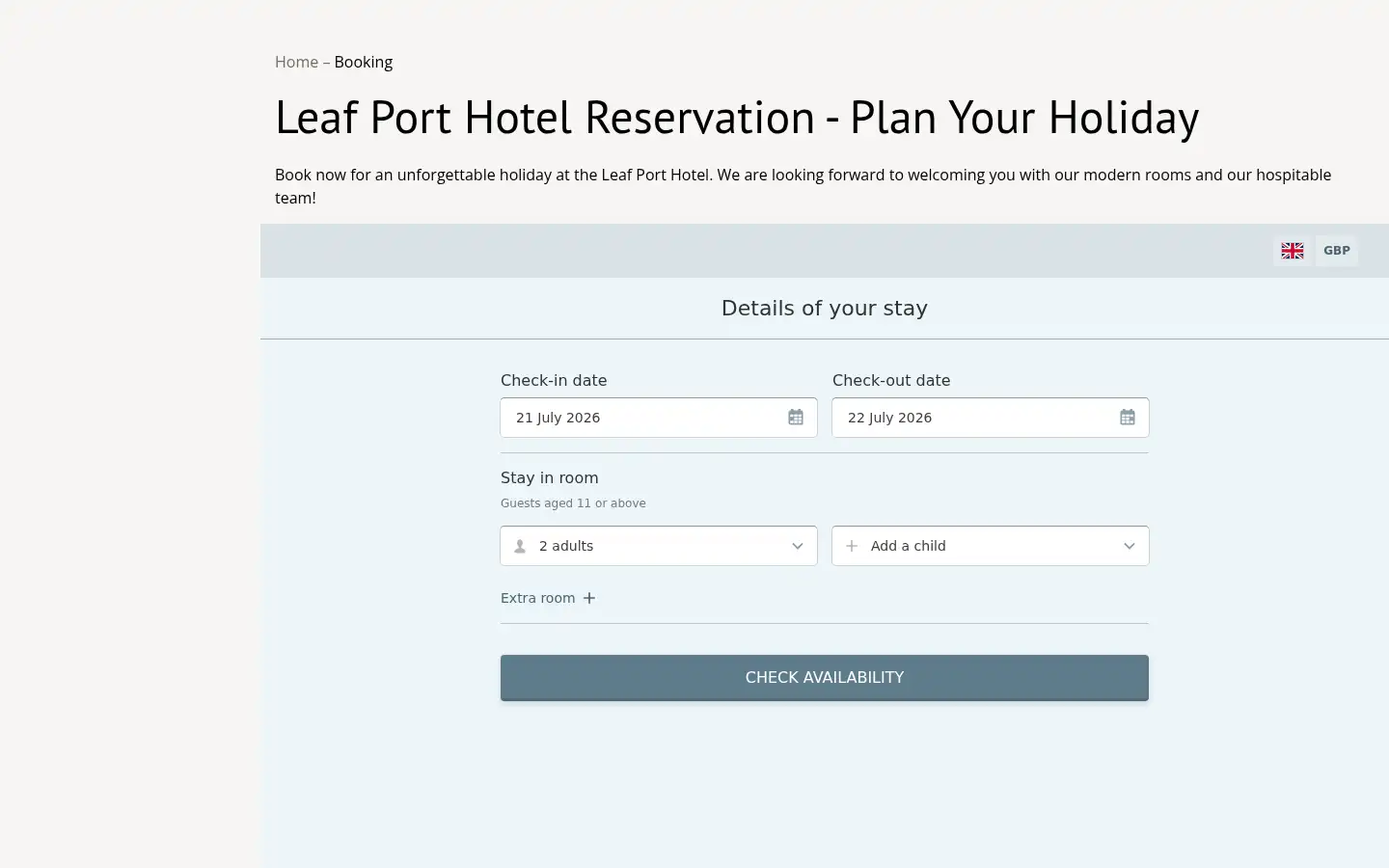 Screenshot of leafporthotel.com