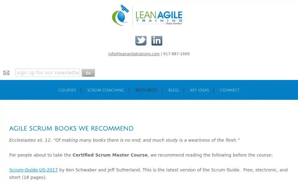 Screenshot of leanagiletraining.com