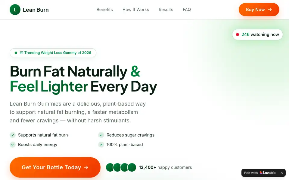 Screenshot of leanburn.lovable.app