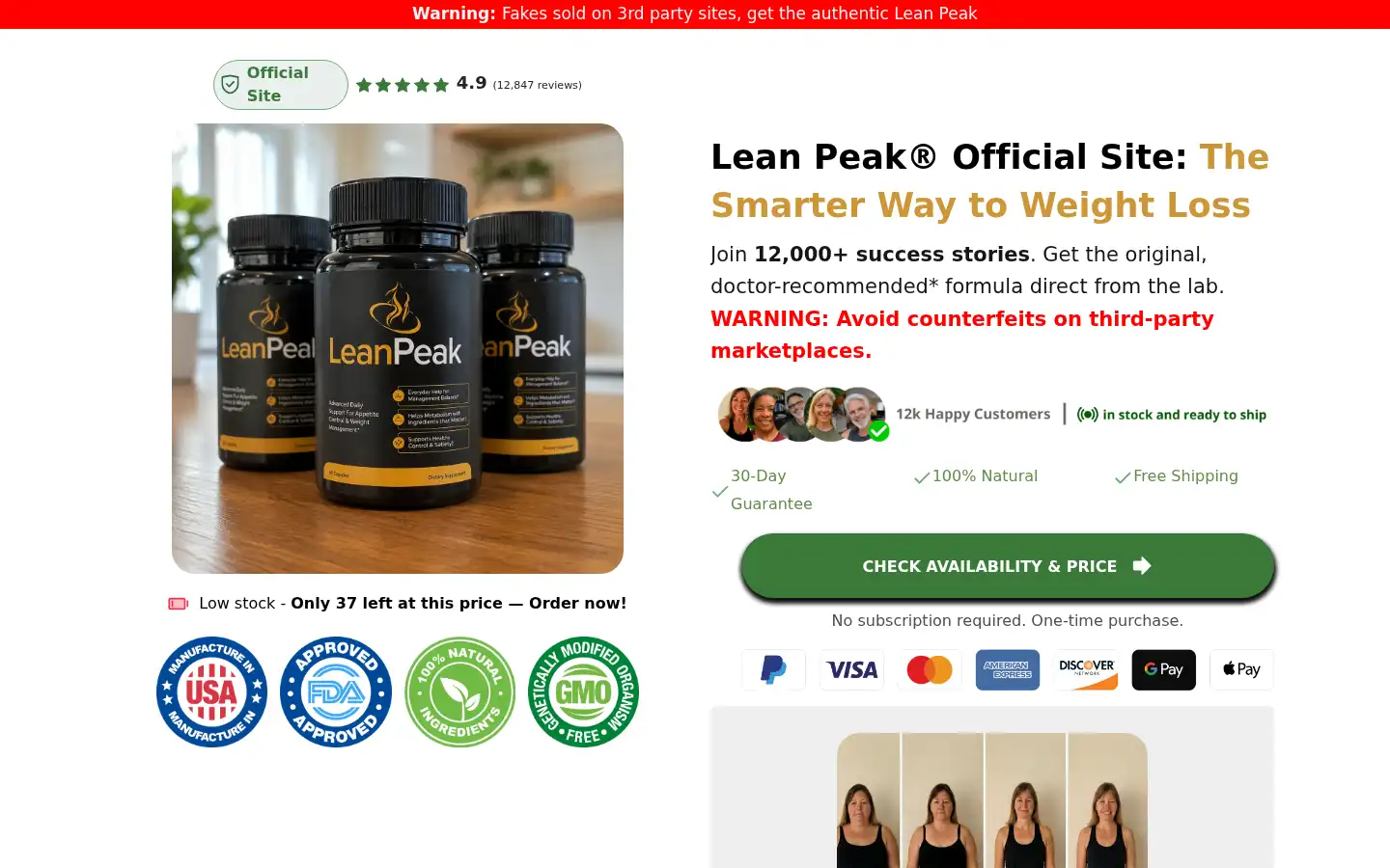 Screenshot of leanpeakofficial.shop