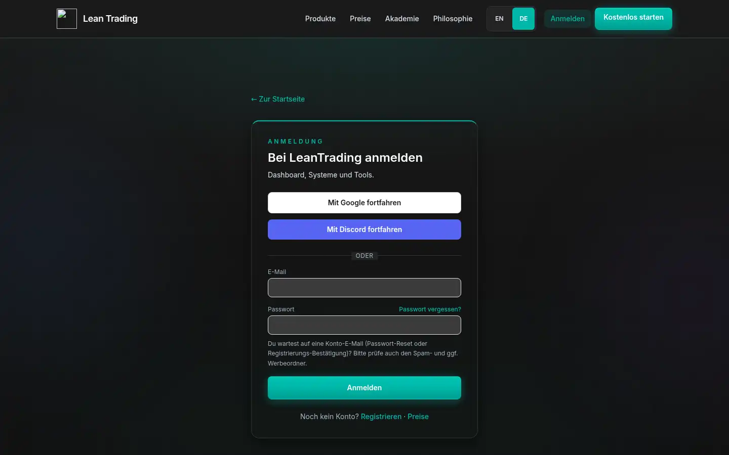 Screenshot of leantrading.de