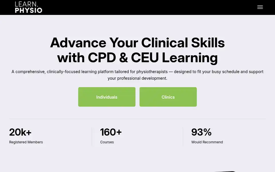 Screenshot of learn.physio