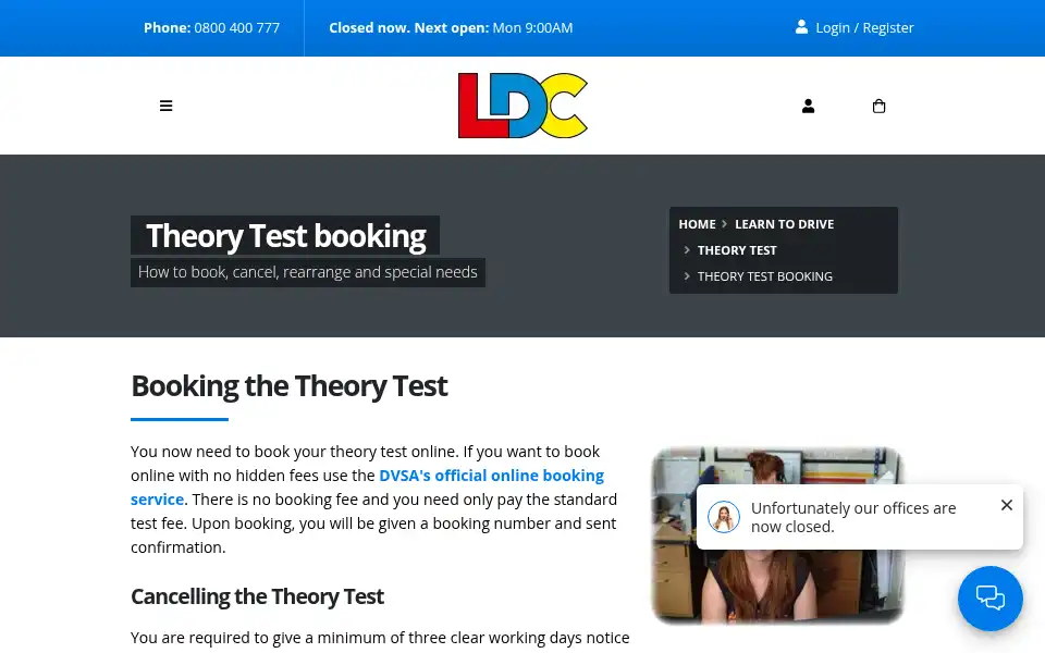 Screenshot of learnerdriving.com