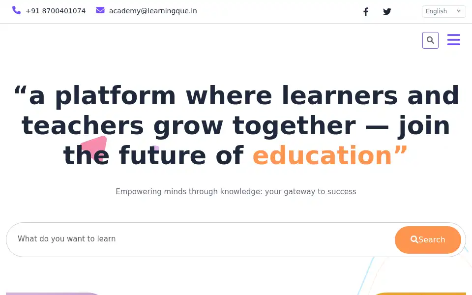 Screenshot of learningque.in