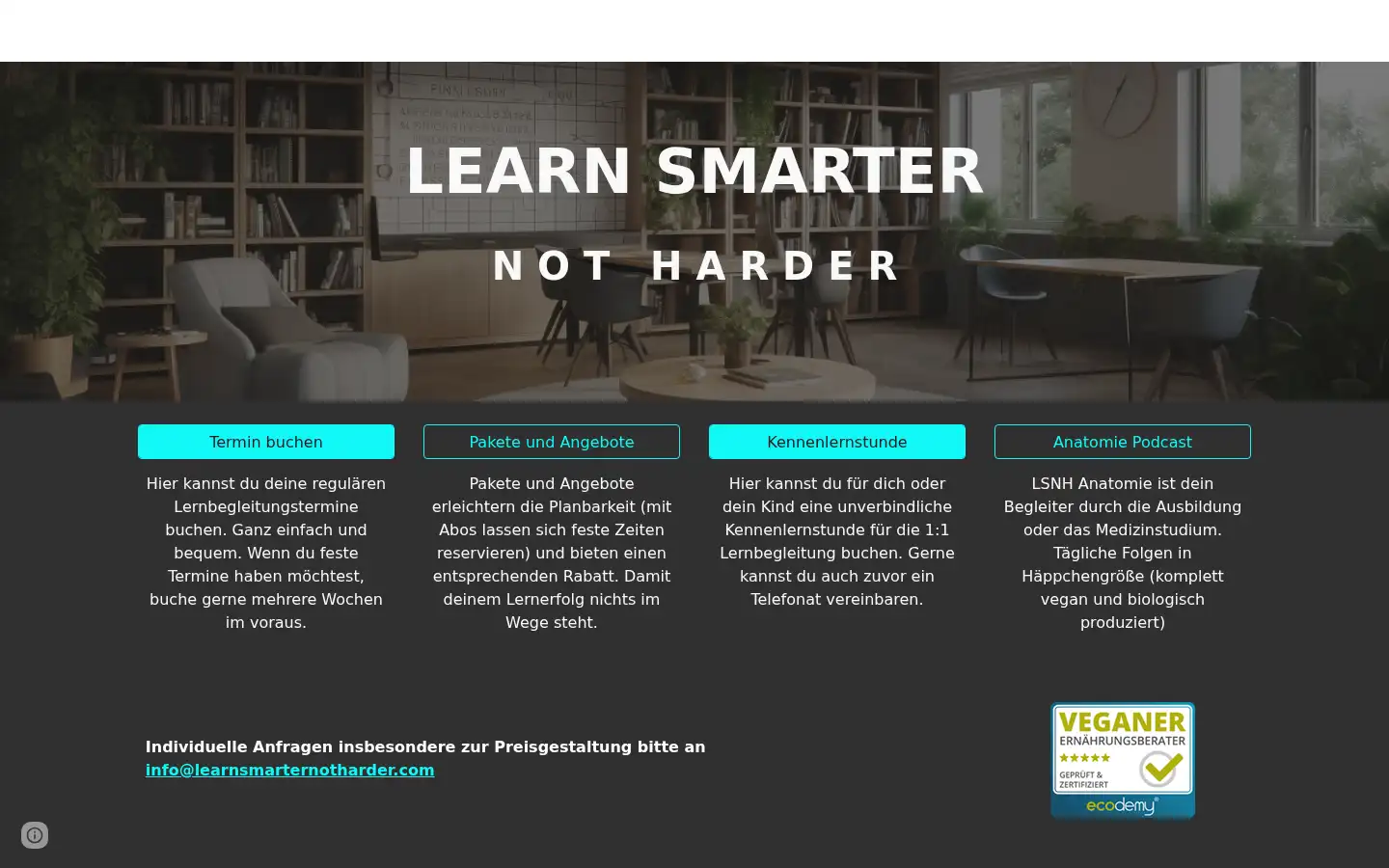 Screenshot of learnsmarternotharder.com
