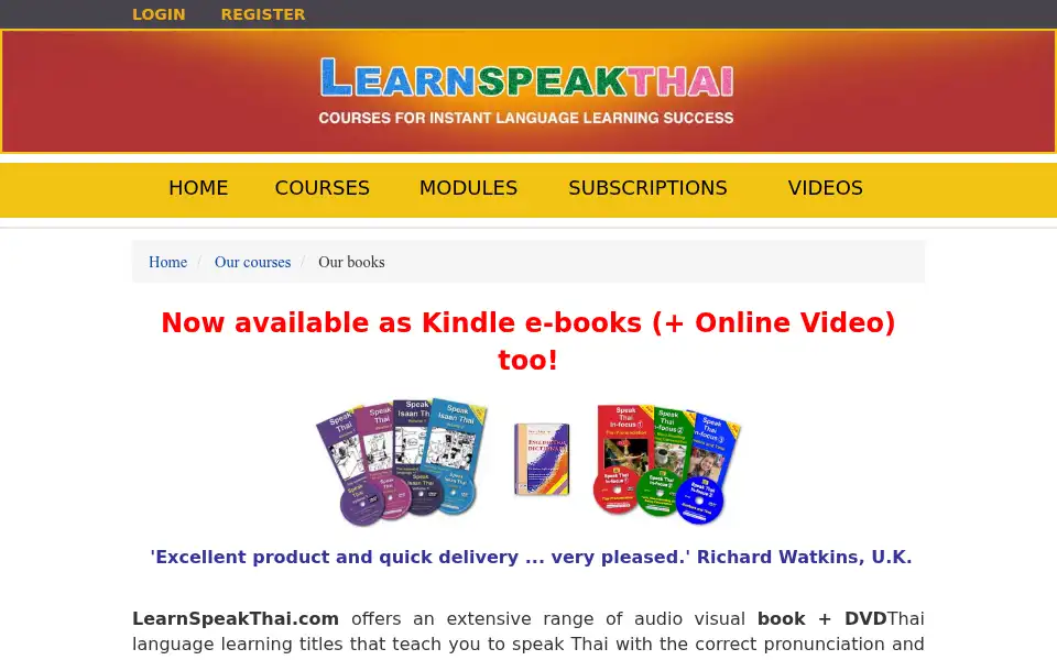Screenshot of learnspeakthai.com