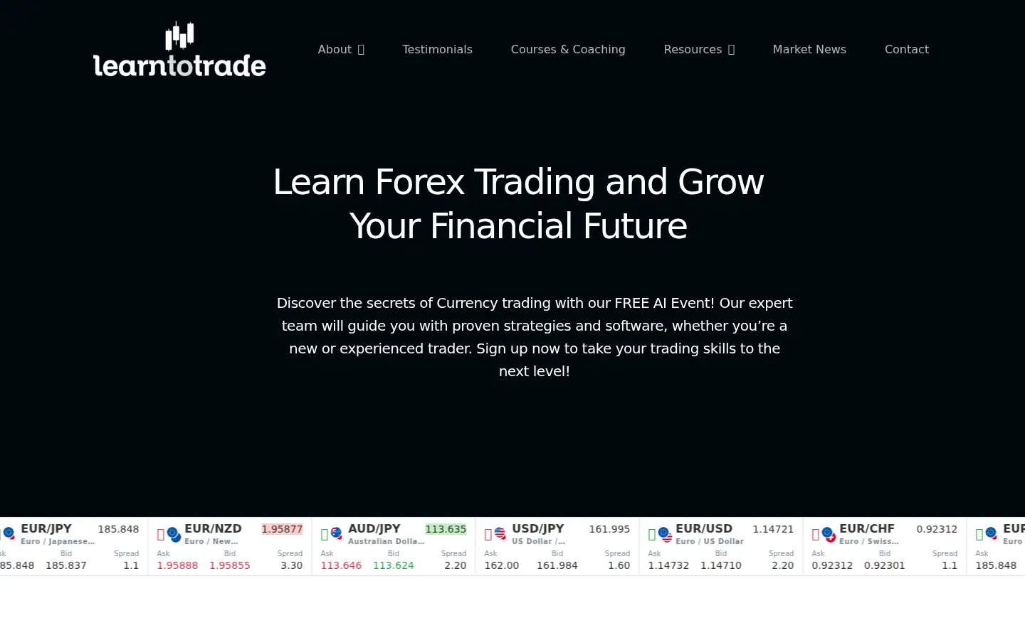 Screenshot of learntotrade.co.uk