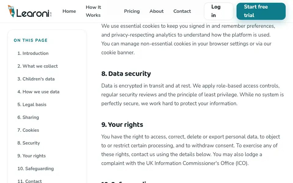 Screenshot of learoni.co.uk